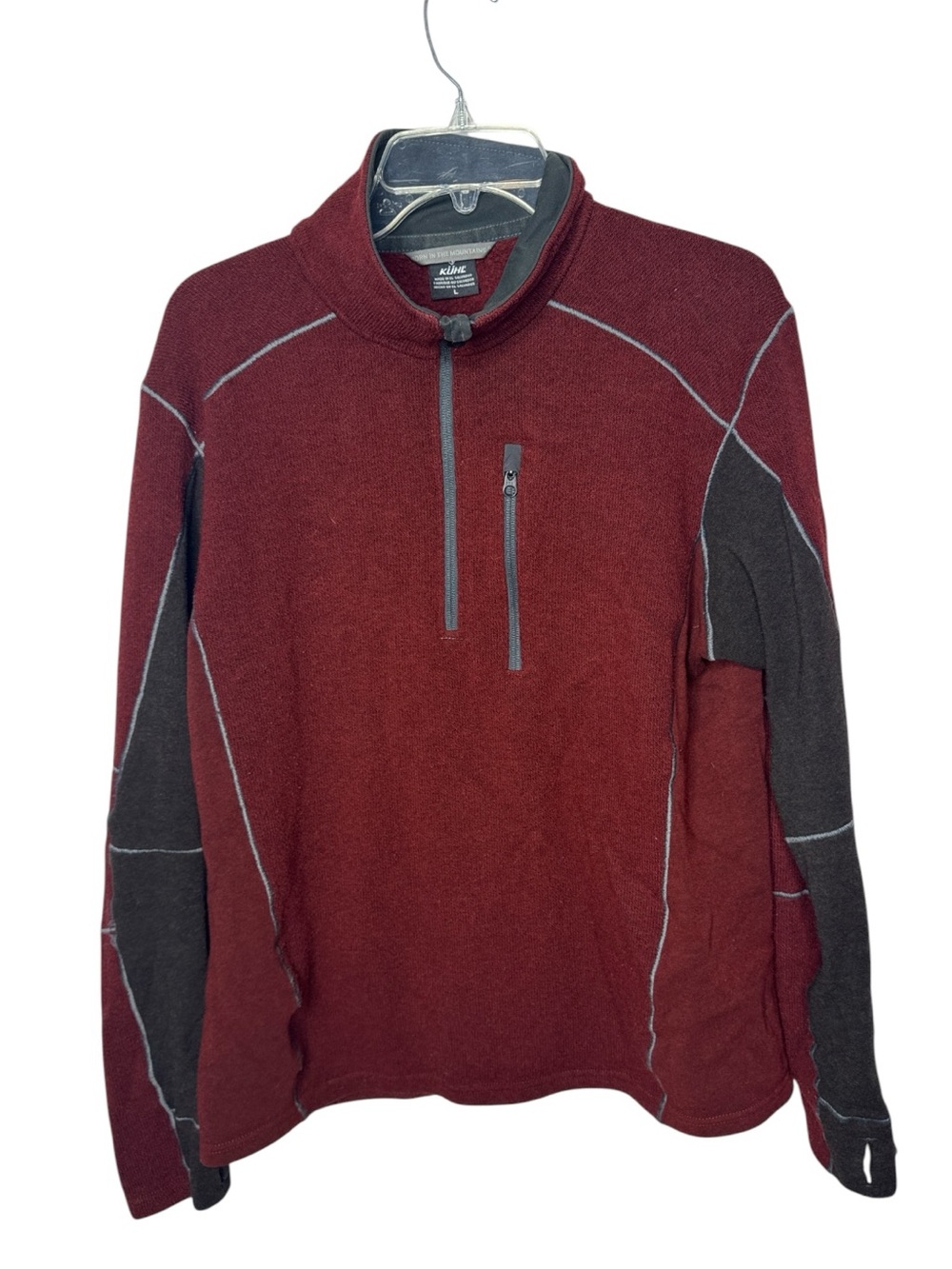 Kuhl Interceptr Burgundy and Charcoal Quarter-Zip Fleece Pullover. Size Large.